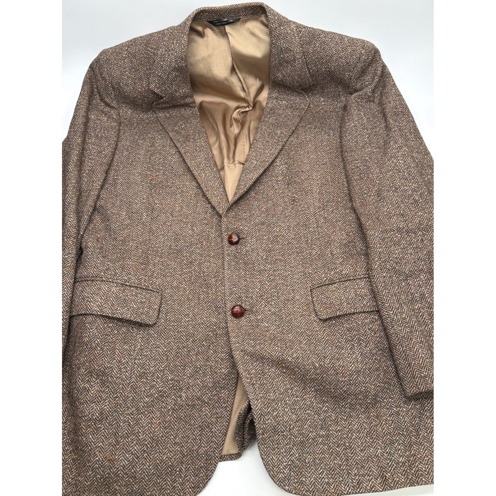 Emilio Pucci Firenze Brown Herringbone Tweed Wool Blazer Sport Coat Mens Vintage
